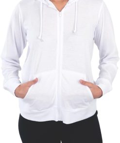 Ladies' Zip-Front Hoodie - Light Athletic Jacket for Ladies, Full Zip Soft Jersey-Knit Training Jacket Sweatshirt